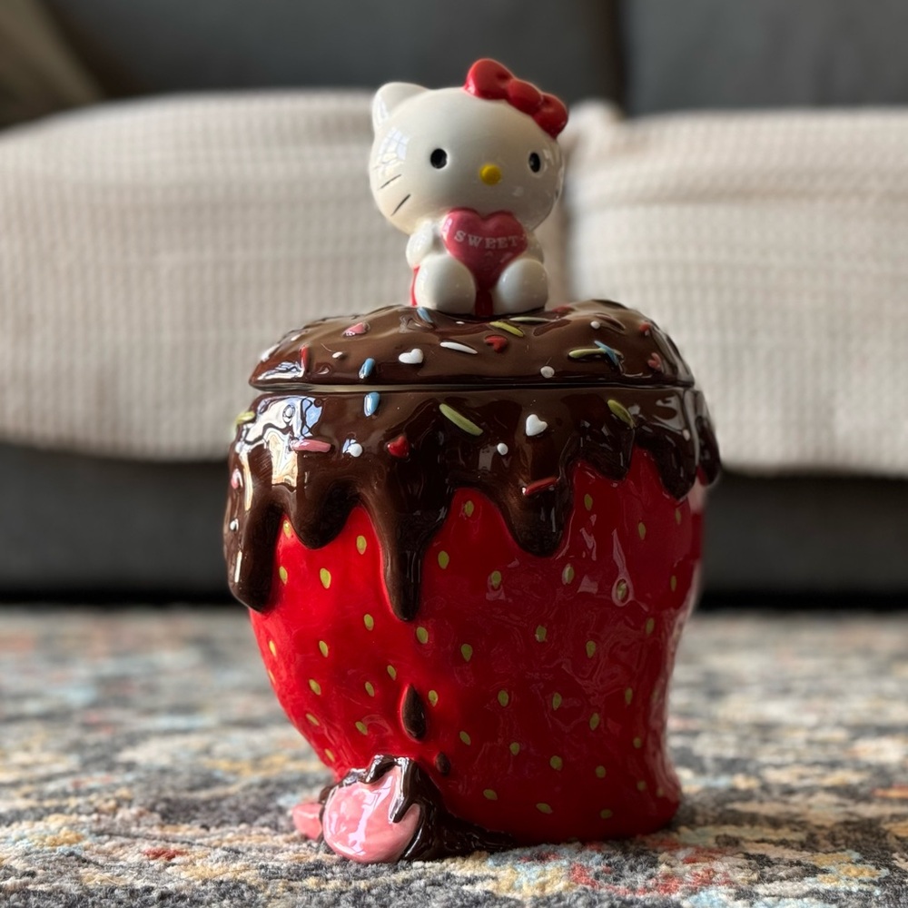 NWT | Sanrio Hello Kitty Strawberry Ceramic Cookie Jar